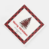 Rustic Buffalo Christmas Tree Napkin Personalized (コーナー)