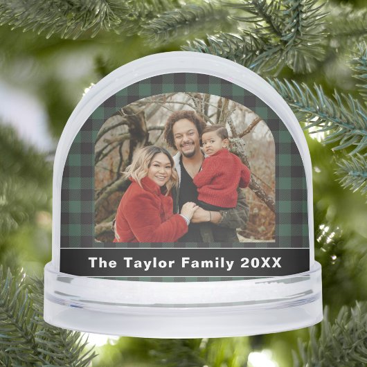 Rustic Buffalo Green and Black Plaid Family Photo