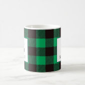 Rustic Buffalo Green & Black Plaid Monogram Name コーヒーマグカップ (中央)