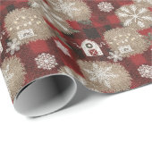 Rustic Buffalo Plaid Barn Christmas Wrapping Paper ラッピングペーパー (ロールコーナー)