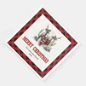 Rustic buffalo plaid Christmas napkins for party (コーナー)