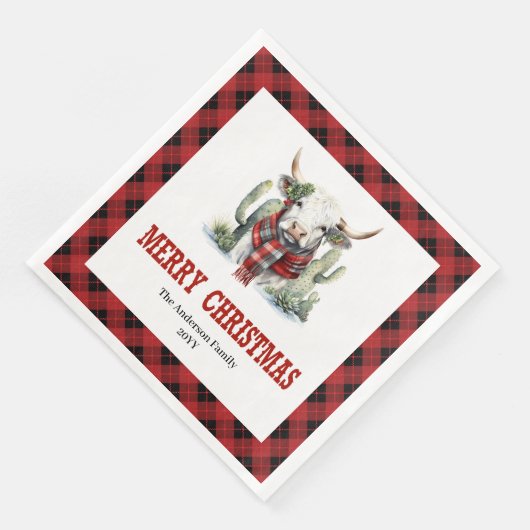 Rustic buffalo plaid Christmas napkins for party (コーナー)