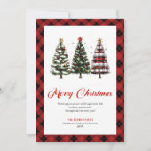 Rustic Buffalo Plaid Christmas Tree Watercolor シーズンカード (正面)