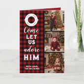Rustic Buffalo Plaid Come Let Us Adore Him Photo シーズンカード (正面)