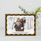 Rustic Buffalo Plaid Custom Photo Tan Black シーズンカード (スタンド正面)