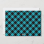 Rustic Buffalo Plaid Custom Photo Turquoise Black シーズンカード (裏面)