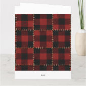 Rustic Buffalo Plaid Married First Christmas  カード (裏面)
