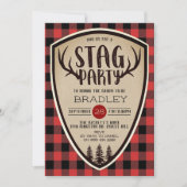 Rustic Buffalo Plaid Stag Party 招待状 (正面)