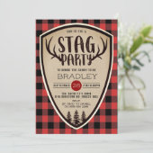 Rustic Buffalo Plaid Stag Party 招待状 (スタンド正面)