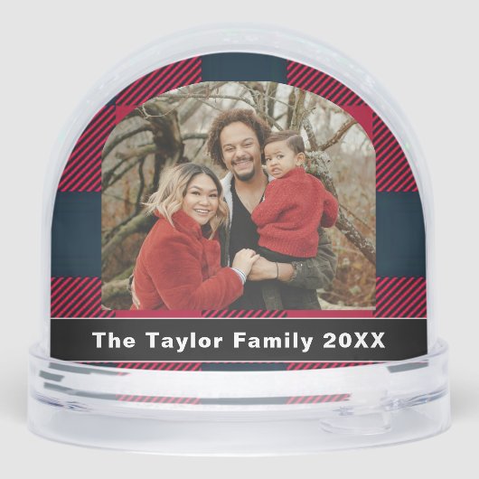 Rustic Buffalo Red & Black Plaid Family Photo (裏面)