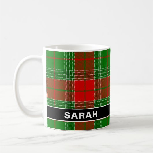 Rustic Buffalo Red Plaid Custom Name Christmas コーヒーマグカップ (左)