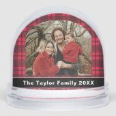 Rustic Buffalo Red Plaid Family Photo Christmas (正面)