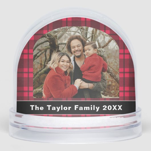 Rustic Buffalo Red Plaid Family Photo Christmas (正面)