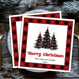 Rustic Buffalo Tree Napkin Holiday Party Design