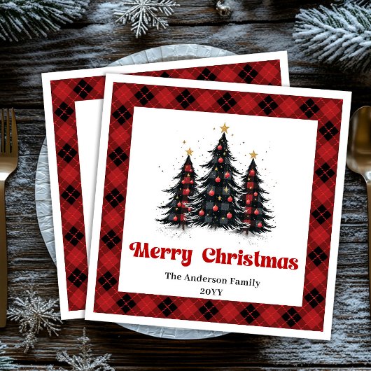 Rustic Buffalo Tree Napkin Holiday Party Design