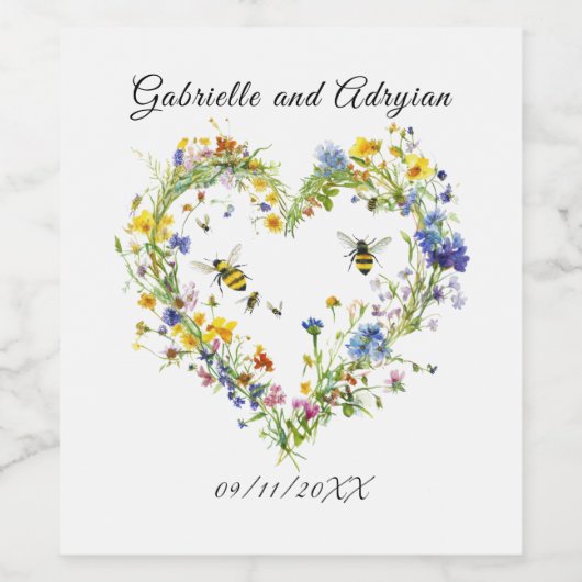 Rustic Bumble Bee Address ワインラベル (シングルラベル)