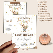 Rustic Bunny Baby Boy Invitation 招待状