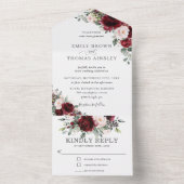 Rustic Burgundy Blush Floral Greenery Wedding All オールインワン招待状 (内側)