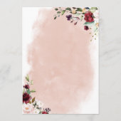 Rustic Burgundy & Blush Pink Roses Wedding メニュー (裏面)