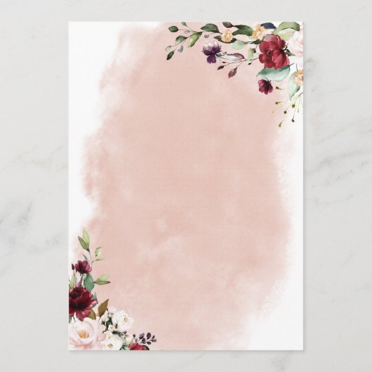 Rustic Burgundy & Blush Pink Roses Wedding メニュー (裏面)