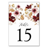 Rustic Burgundy Fall Floral Wedding Table Number テーブルナンバー (正面)