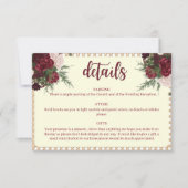 Rustic Burgundy Floral Wedding Details Card 出欠カード (正面)