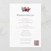 Rustic Burgundy Floral Wedding Info Card エンクロージャーカード (正面)