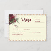 Rustic Burgundy Floral Wedding RSVP Response Card (正面)