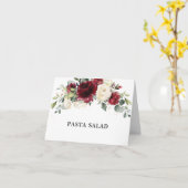 Rustic Burgundy Ivory Floral Wedding Food Tent  カード (黄色い花)