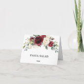 Rustic Burgundy Ivory Floral Wedding Food Tent  カード (裏面)