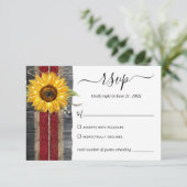 Rustic Burgundy Lace Watercolor Sunflower Wedding 出欠カード (スタンド正面)