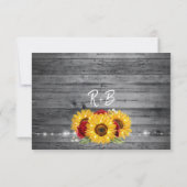 Rustic Burgundy Lace Watercolor Sunflower Wedding 出欠カード (裏面)