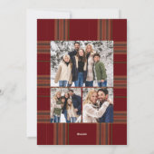 Rustic Burgundy Plaid Greenery Christmas Photo シーズンカード (裏面)