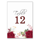 Rustic Burgundy Red Rose Floral Wedd  Table Number テーブルナンバー (裏面)