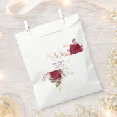 Rustic Burgundy Red Rose Floral Wedding フェイバーバッグ (クリップ留めされた状態)