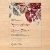 Rustic Burgundy Roses Wedding アクリル招待状 (正面)