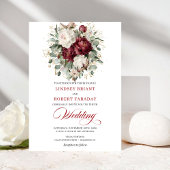 Rustic Burgundy White Floral Eucalyptus Wedding  招待状