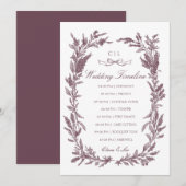 Rustic Burgundy Wildflower Wreath Wedding Timeline プログラム (正面/裏面)