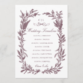 Rustic Burgundy Wildflower Wreath Wedding Timeline プログラム