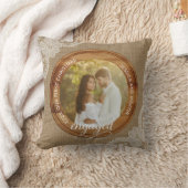 Rustic Burlap and Lace First Christmas engaged クッション (ブランケット)