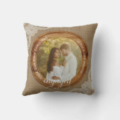 Rustic Burlap and Lace First Christmas engaged クッション (裏面)