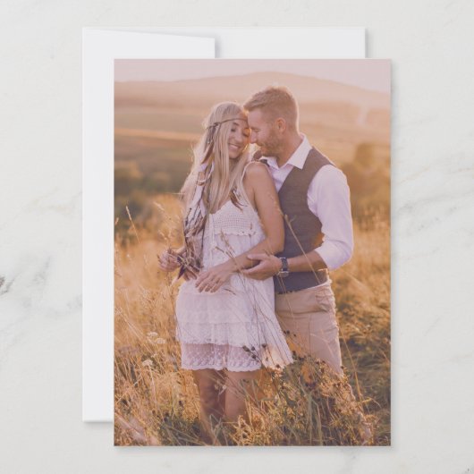 Rustic Burlap Blush Wildflower Boho Photo Wedding 招待状 (裏面)