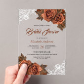 Rustic Burlap Dusty Terracotta Rose Bridal Shower アクリル招待状 (インサイチュ (ポータブル))