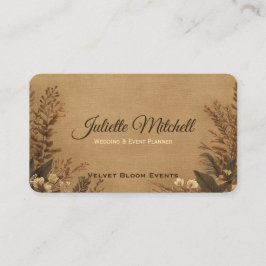 Rustic Burlap Wedding Planner Business Card 名刺