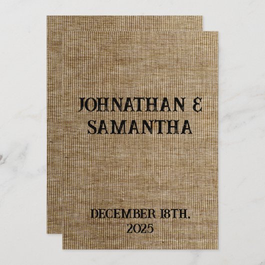 Rustic Burlap Wedding Program – Personalized プログラム (正面/裏面)