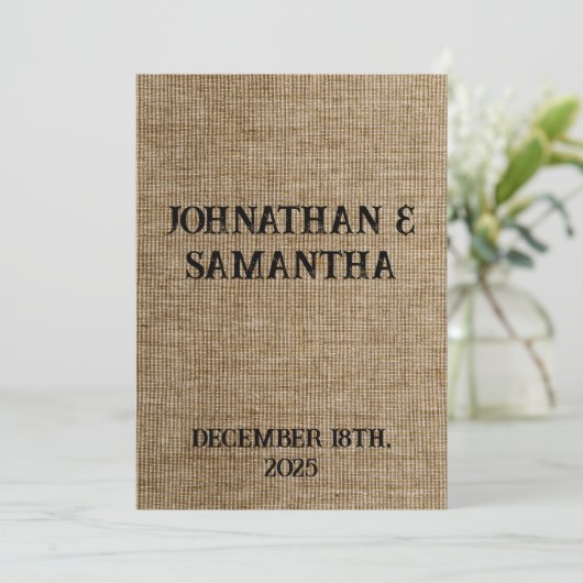 Rustic Burlap Wedding Program – Personalized プログラム (スタンド正面)