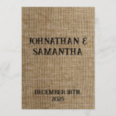 Rustic Burlap Wedding Program – Personalized プログラム (正面)