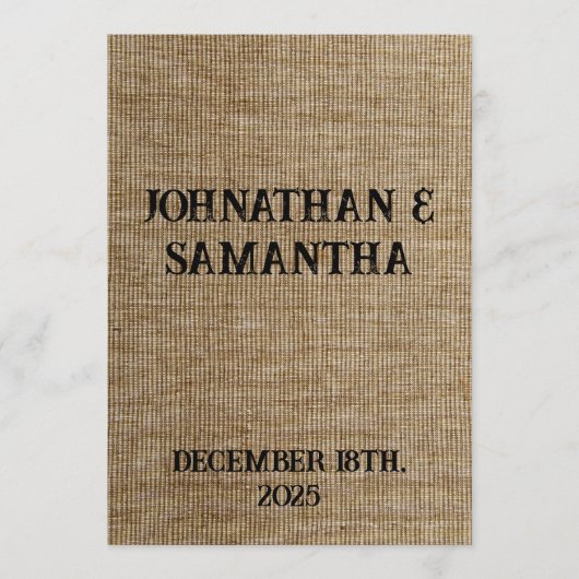 Rustic Burlap Wedding Program – Personalized プログラム (正面)
