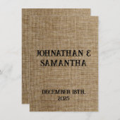 Rustic Burlap Wedding Thank You Card – Personalize サンキューカード (正面/裏面)