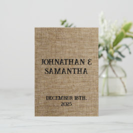 Rustic Burlap Wedding Thank You Card – Personalize サンキューカード